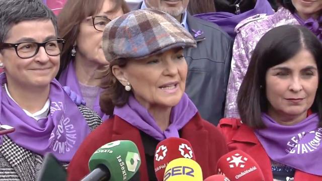 Carmen Calvo en la manifestación del 8-M.