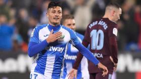 Óscar Rodríguez celebra su gol ante el Celta