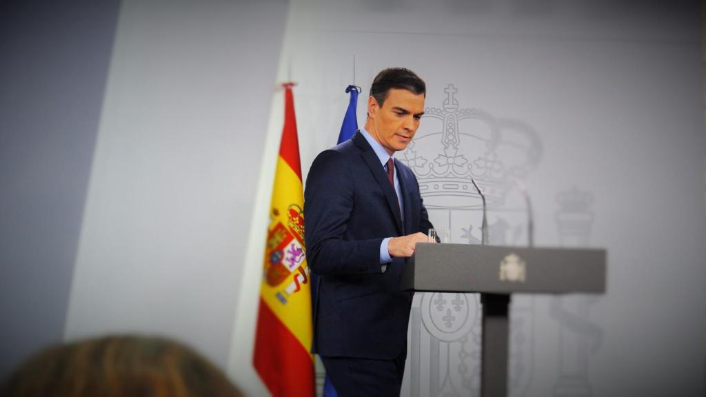 Pedro Sánchez, presidente del Gobierno, comparece ante la prensa el 10 de marzo en Moncloa.