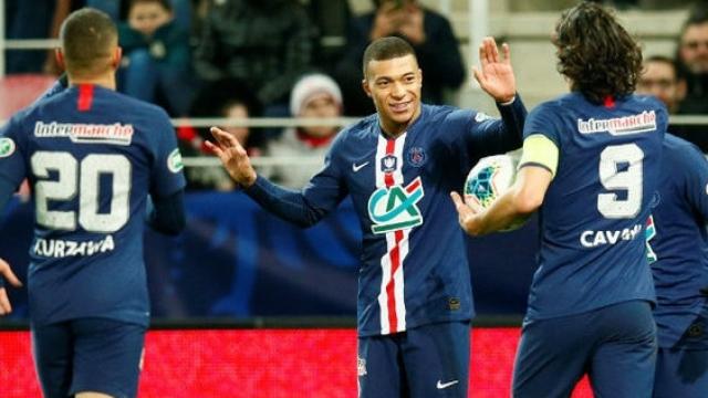 Los jugadores del PSG celebrando un gol en Champions League