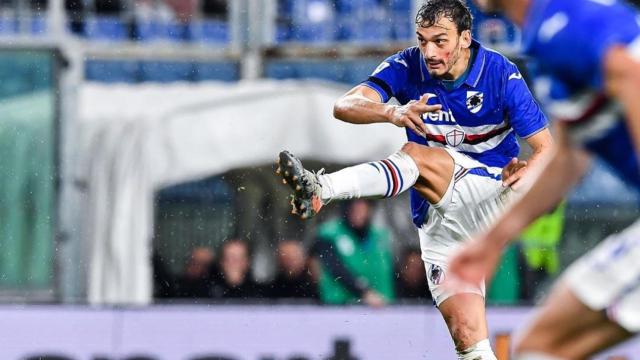 Manolo Gabbiadini, jugador de la Sampdoria, durante un partido