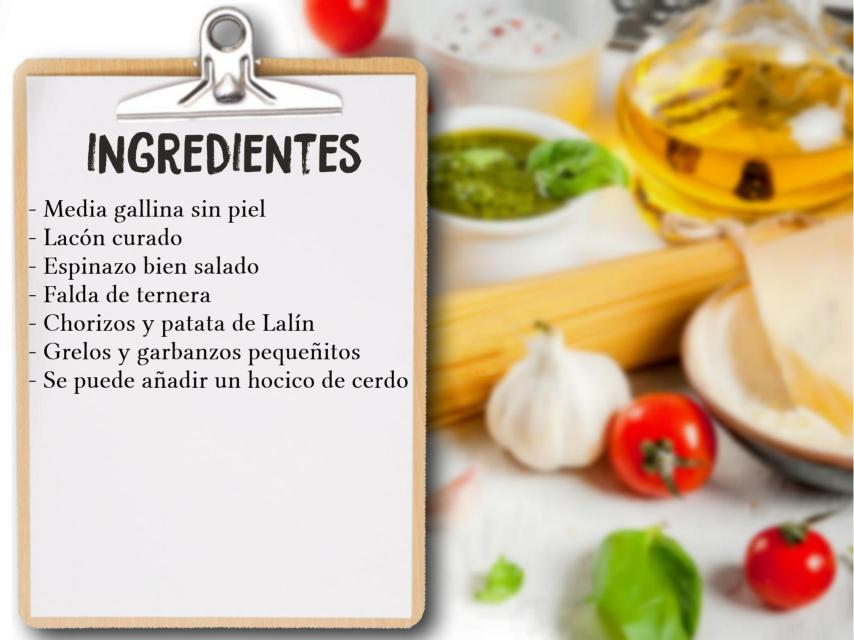 Ingredientes del cocido de Sonsoles Ónega.