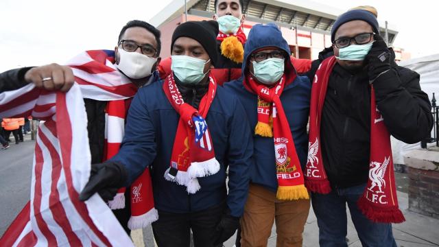 Afición del Atlético en Liverpool