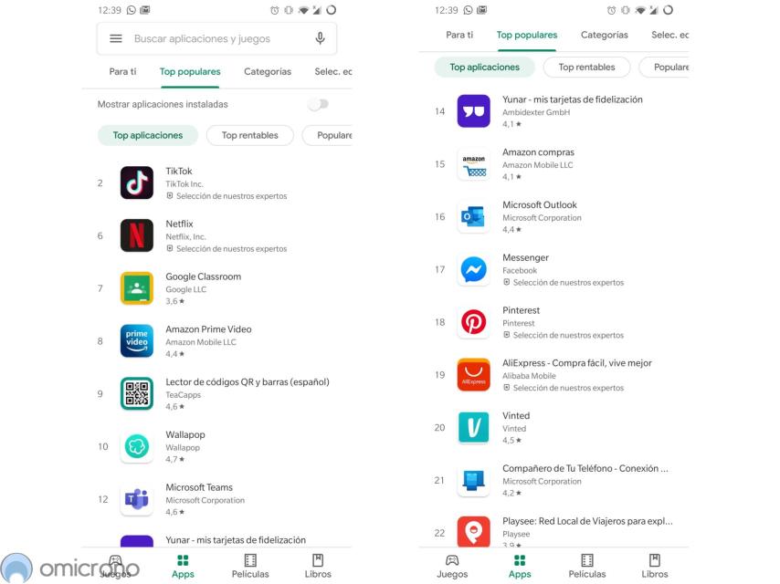 Estas son las apps más descargadas en la Store de Google.