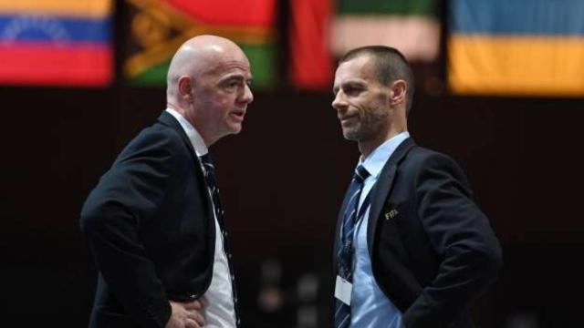 Infantino, presidente de la FIFA, y Ceferin, presidente de la UEFA