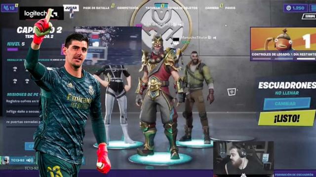 Ibai Llanos juega con Courtois al Fortnite