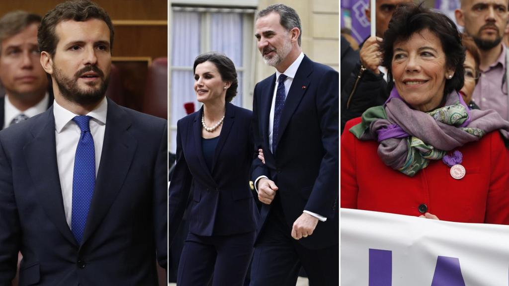 Pablo Casado, los reyes y Isabel Celaá.