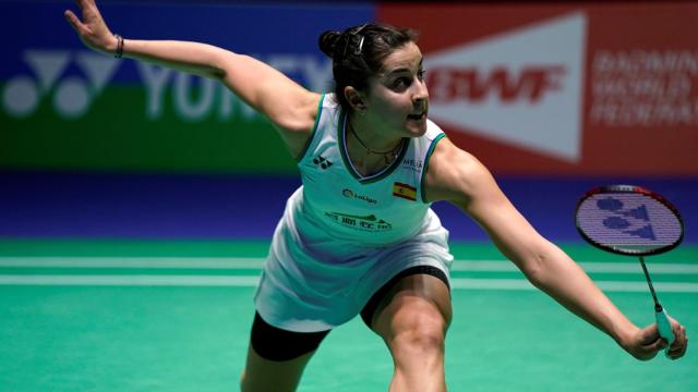 Carolina Marín, durante la semifinal del All England de bádminton