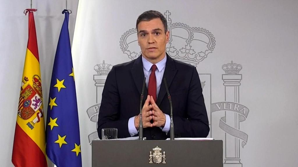 Pedro Sánchez durante su comparecencia tras el Consejo de Ministros extraordinario.