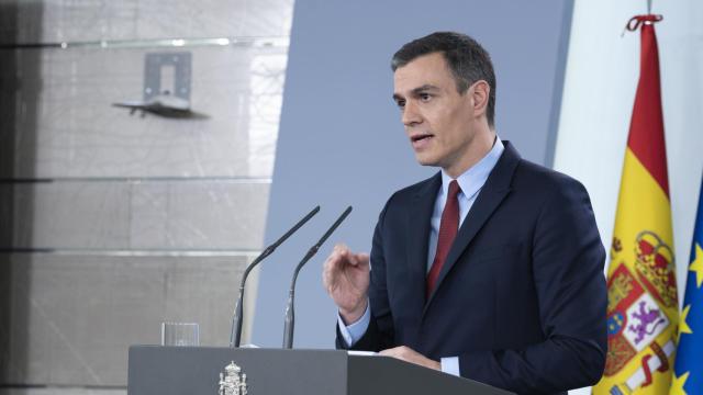 Pedro Sánchez, durante su comparecencia tras declarar el estado de alarma.