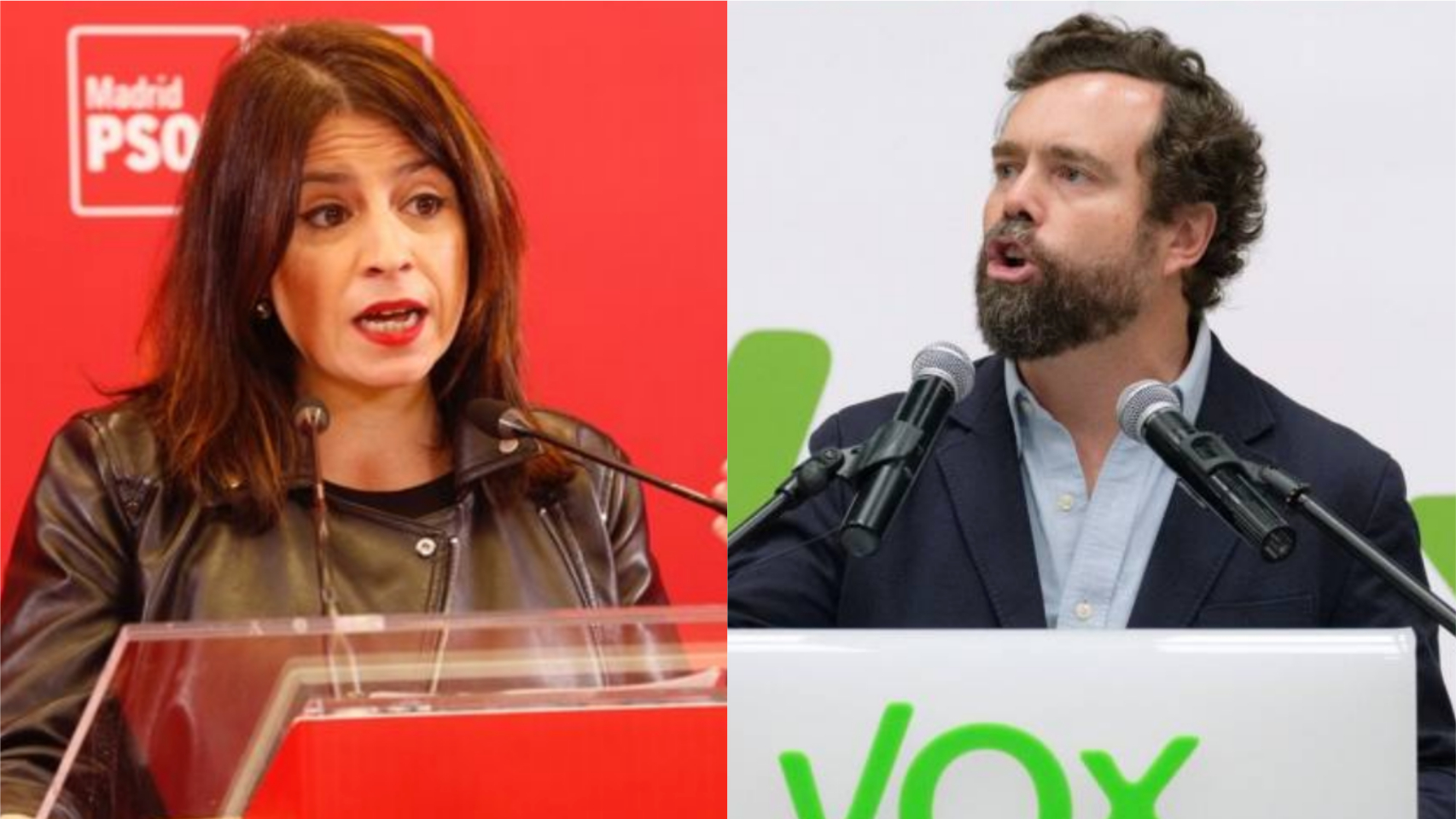 Adriana Lastra (PSOE) e Iván Espinosa de los Monteros (Vox) en un montaje.
