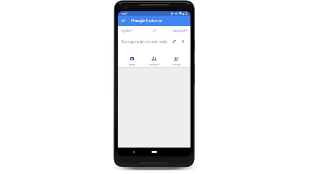 La nueva pantalla de inicio del Traductor de Google