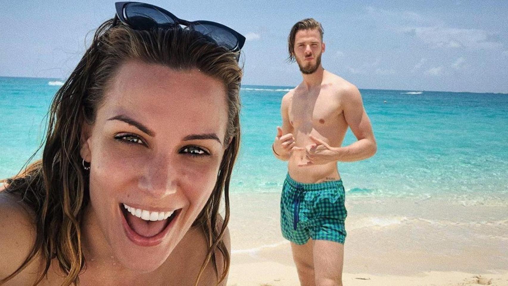 Edurne y David de Gea en la playa