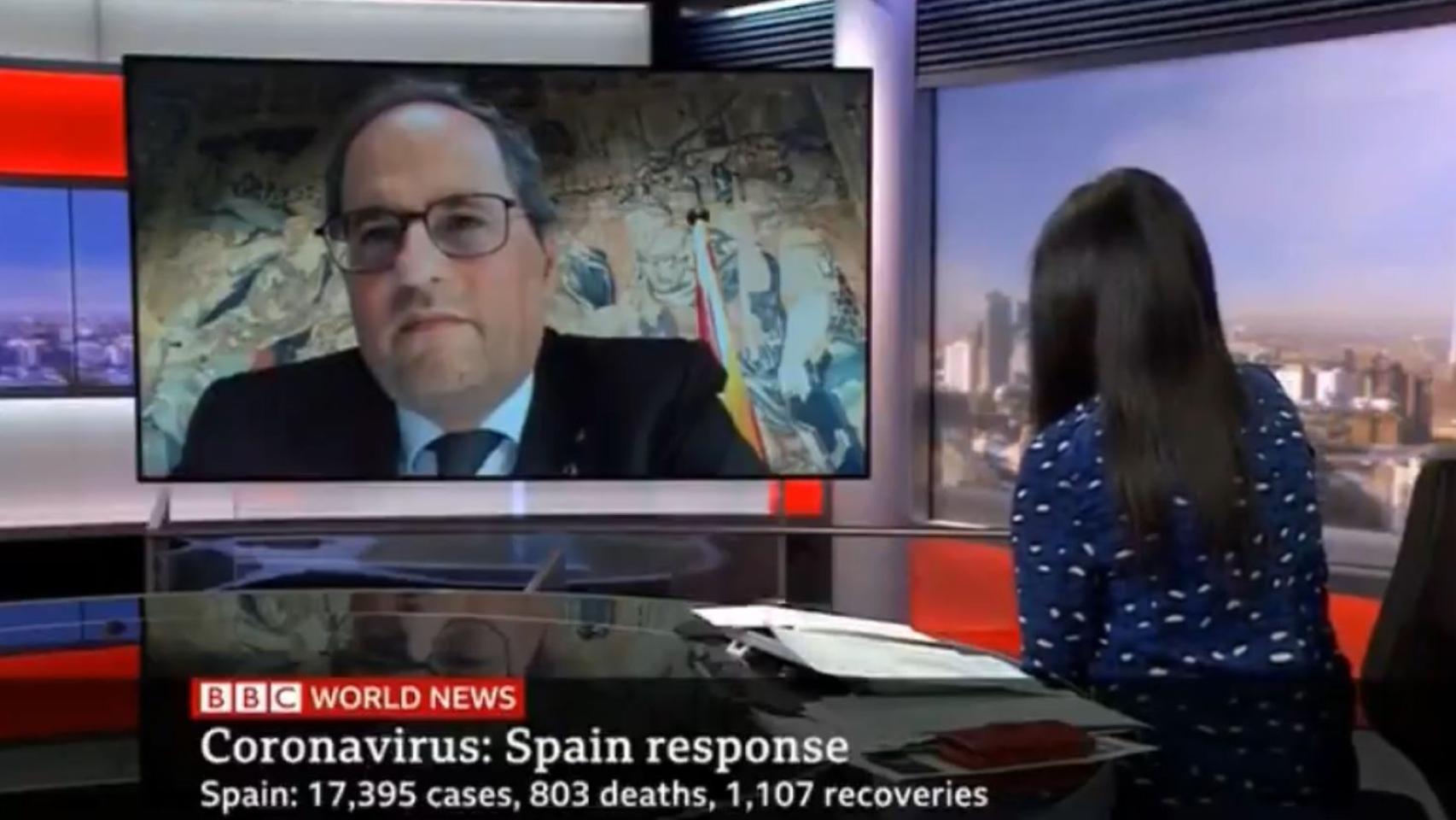 Quim Torra, durante una entrevista en la BBC.