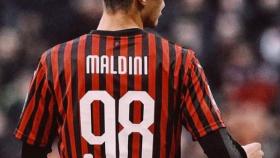 Daniel Maldini, con el primer equipo del Milan