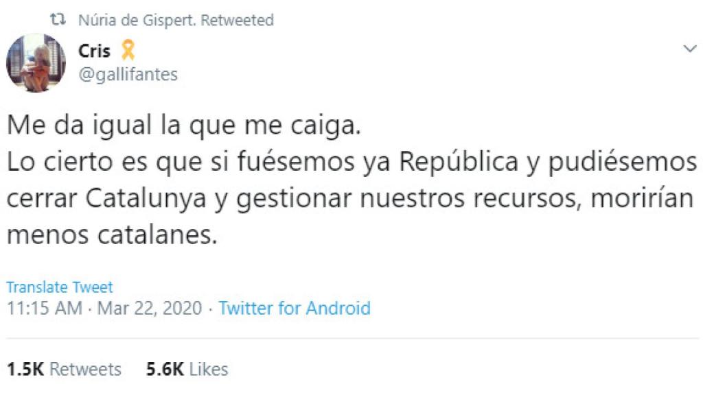 De Gispert difunde un mensaje que dice que con la república habría menos muertos.