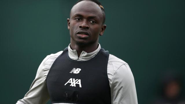 Sadio Mané, en un entrenamiento del Liverpool