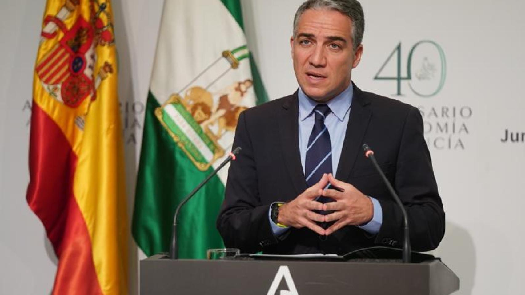 El consejero de Presidencia de la Junta de Andalucía, Elías Bendodo.