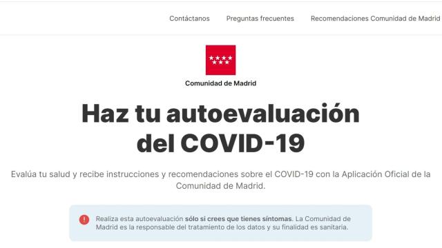 Imagen de la web coronamadrid.com.