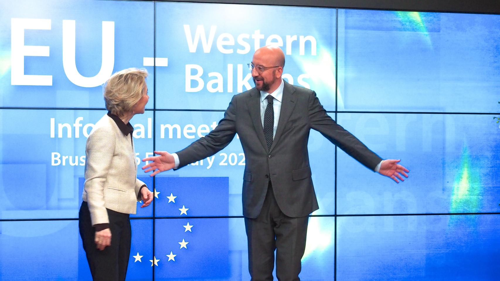 Ursula von der Leyen y Charles Michel, durante la última cumbre con los Balcanes en febrero