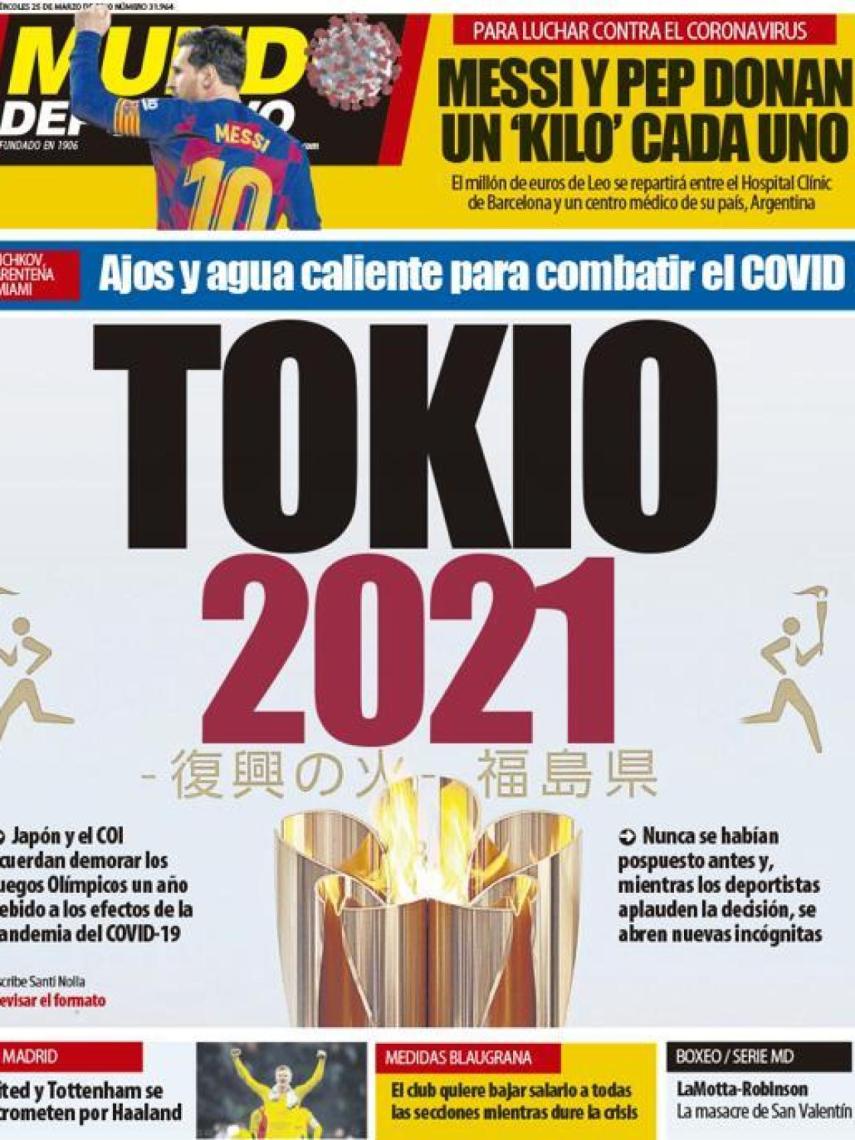 La portada del diario Mundo Deportivo (25/03/2020)