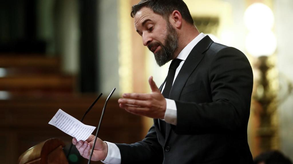 Santiago Abascal, durante su discurso en la tribuna del Congreso.