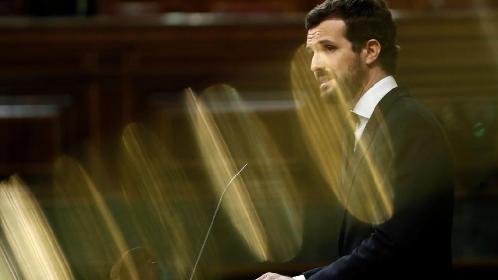 Pablo Casado, líder de la oposición, en el pleno de prórroga del estado de alarma.