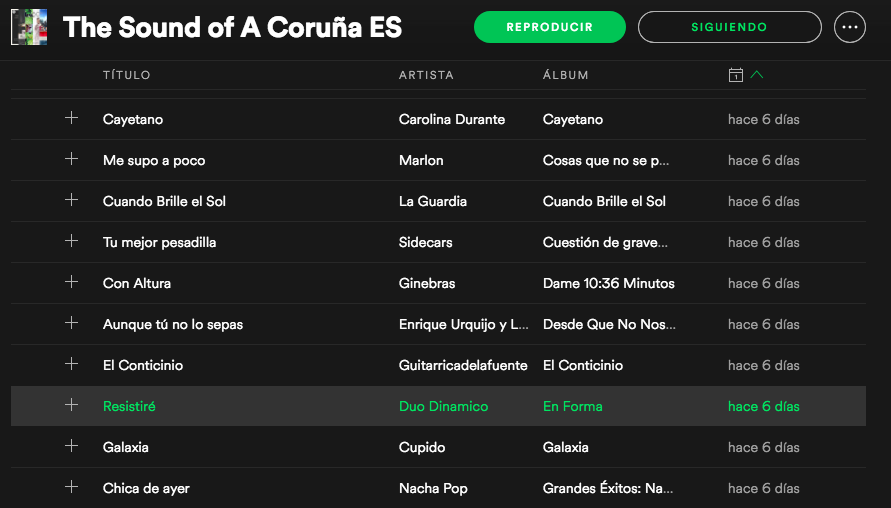 Listado de canciones de The Sound of A Coruña