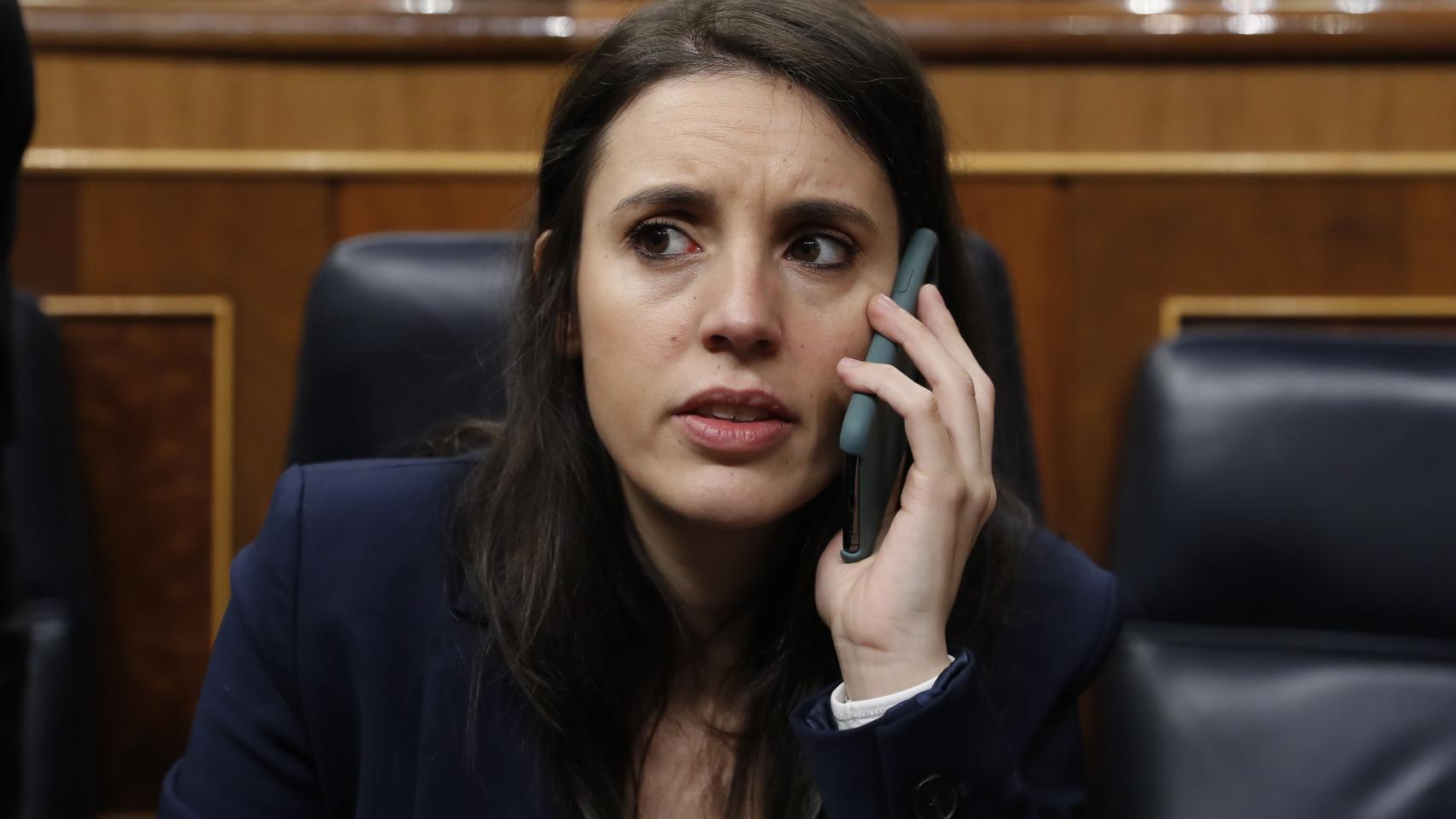 La ministra de Igualdad, Irene Montero, antes de dar positivo por coronavirus.