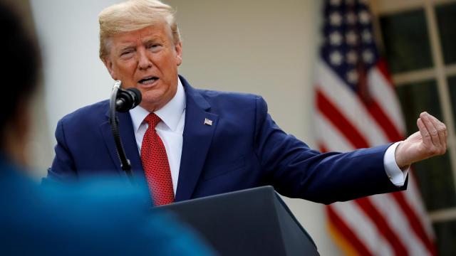 Donald Trump, durante la conferencia de prensa en el jardín de las rosas de la Casa Blanca.