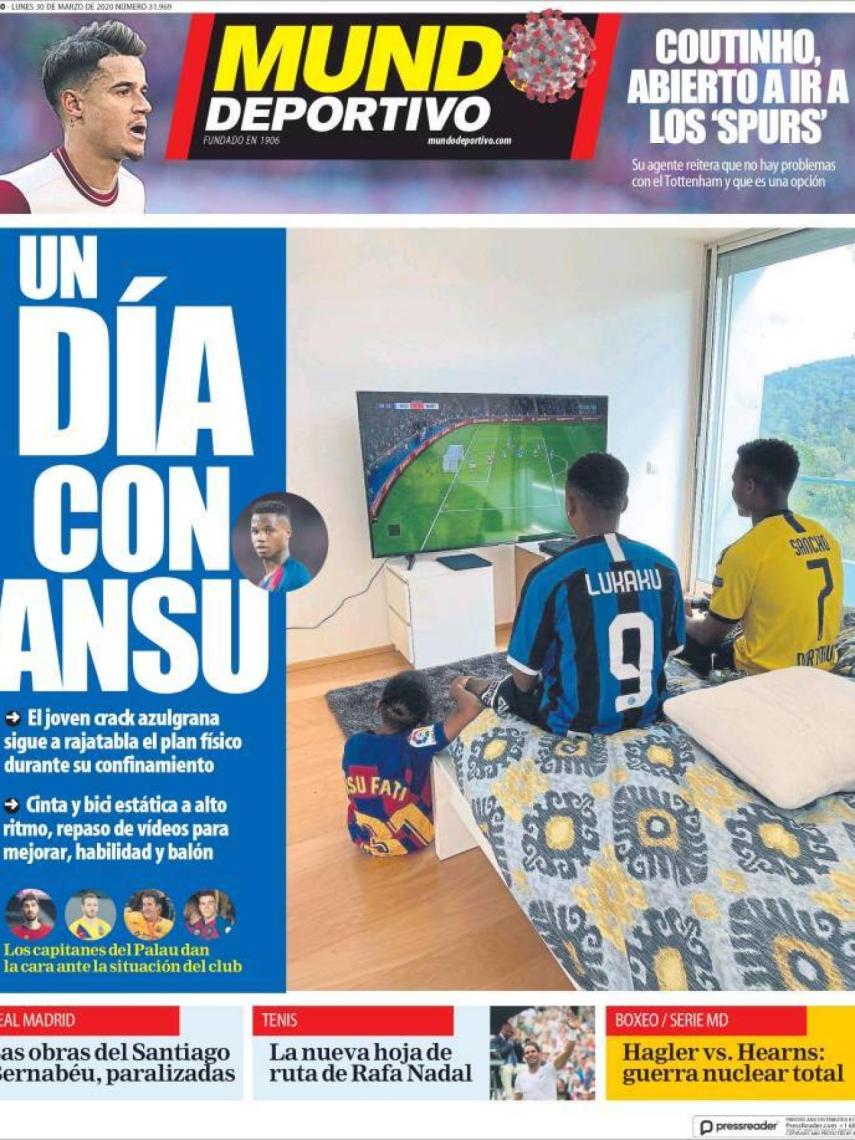 La portada del diario Mundo Deportivo (30/03/2020)