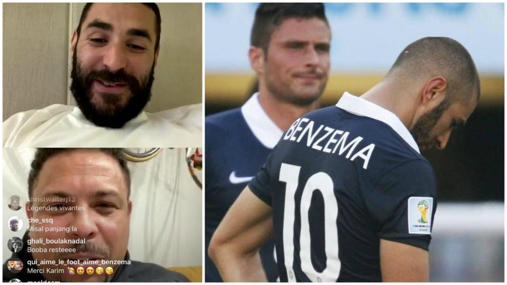 Benzema y Ronaldo, en un directo de Instagram