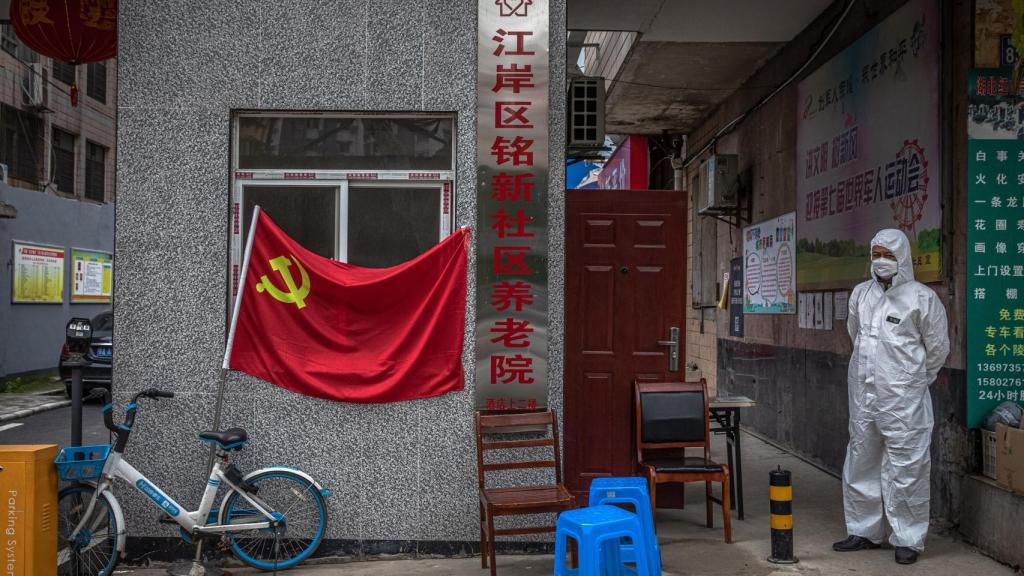 Entrada a un complejo residencial en la ciudad de Wuhan.