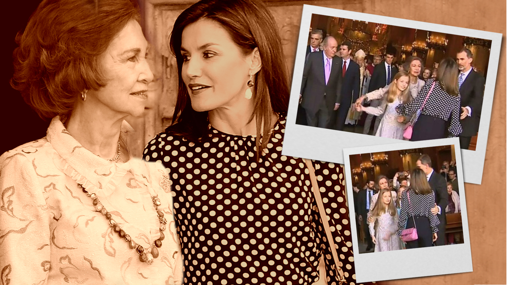 Montaje de la famosa 'pelea de las reinas' entre Letizia y Sofía.