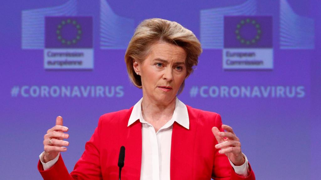 La presidenta Ursula von der Leyen, durante una rueda de prensa