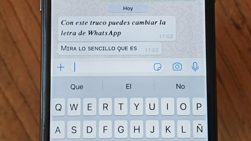 Cambio de fuente en WhatsApp