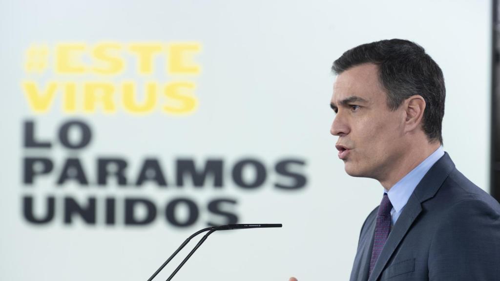 Pedro Sánchez, presidente del Gobierno, anuncia 15 días más de confinamiento, en la Moncloa.