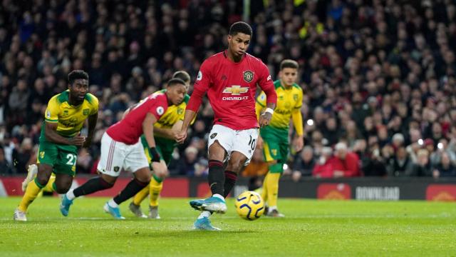 Marcus Rashford durante un partido entre el Manchester United y el Norwich City