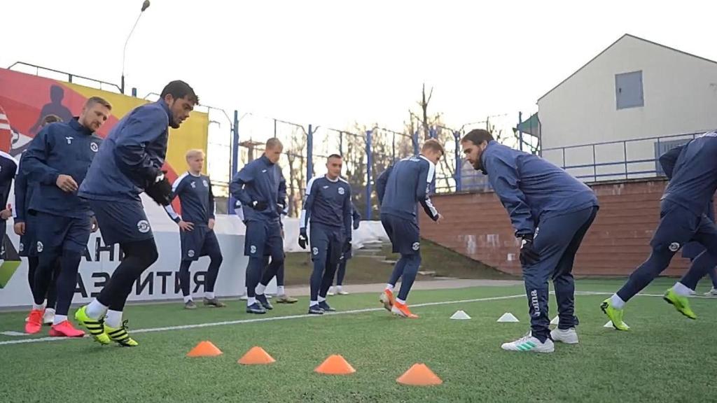 Fran Balaguer, durante un entrenamiento del Dinamo Brest