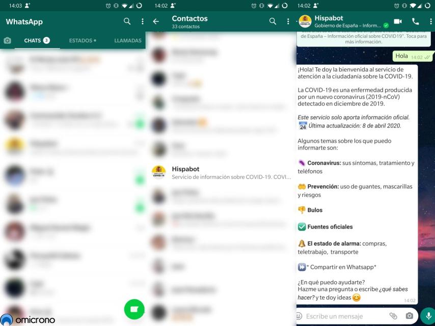 El bot de Hispabot en WhatsApp