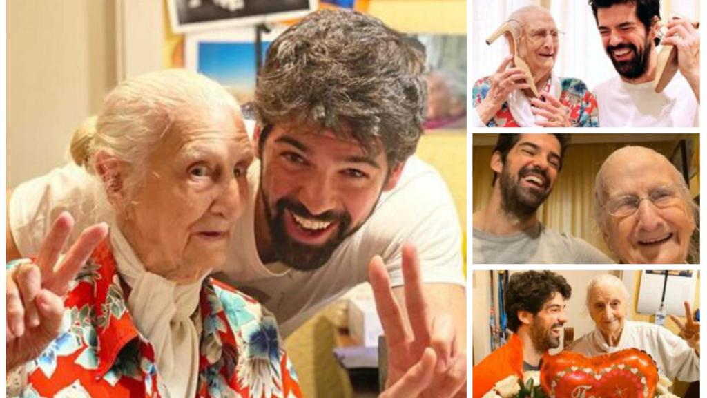 Miguel Ángel Muñoz junto a su abuela, la Tata, en un montaje de JALEOS.