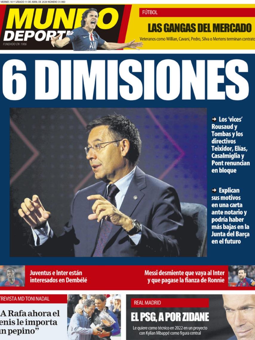 La portada del diario Mundo Deportivo (10/04/2020)
