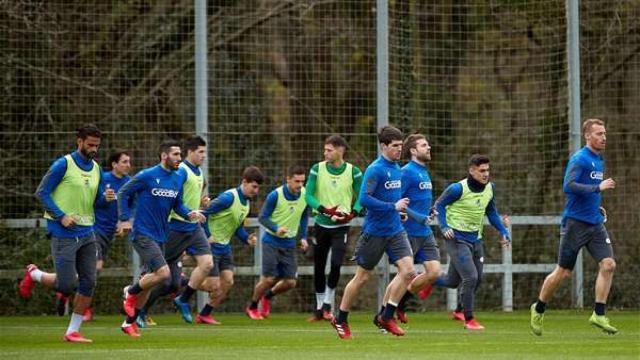 La Real Sociedad, durante un entrenamiento