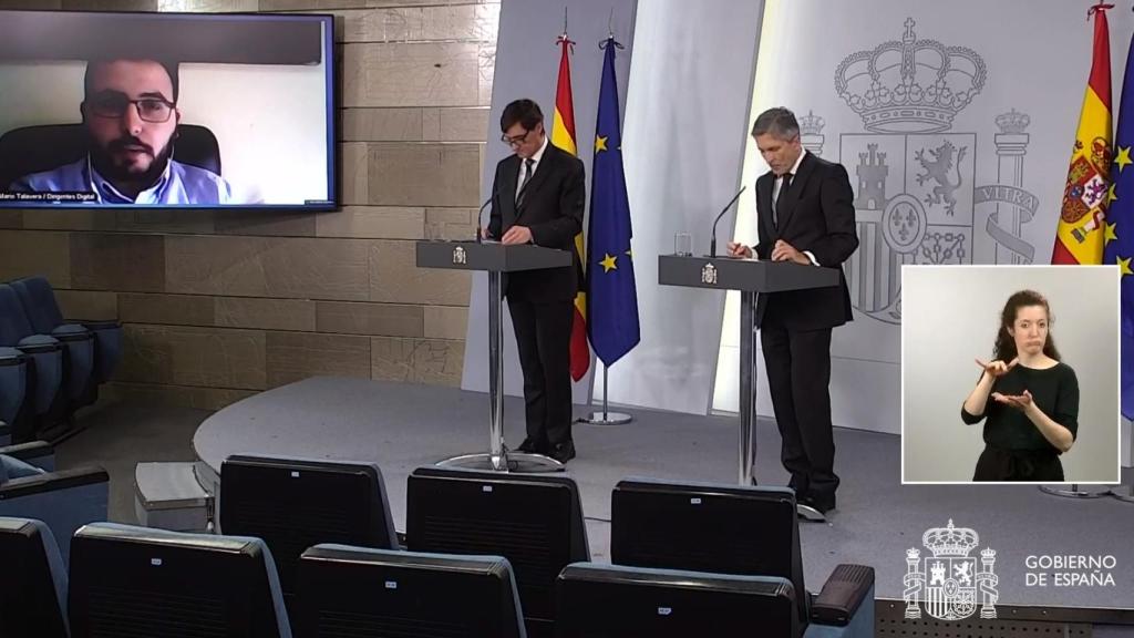 Salvador Illa y Fernando Grande-Marlaska, en rueda de prensa.