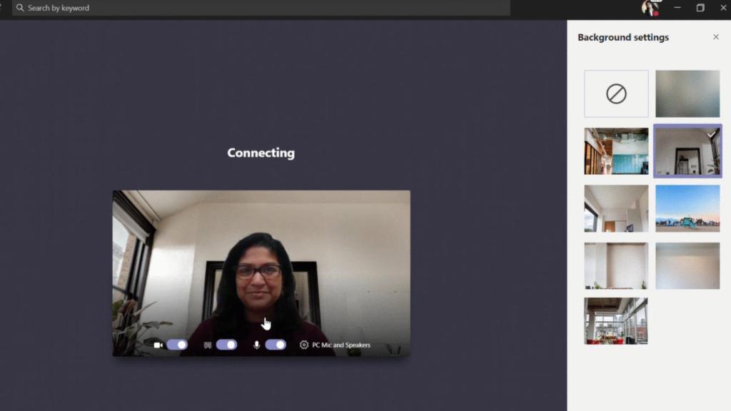 Microsoft Teams con fondos virtuales