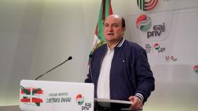 El presidente del EBB del PNV, Andoni Ortuzar, durante la presentación de la celebración del 'Aberri Eguna'.