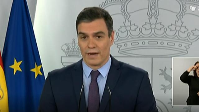 El presidente del Gobierno, Pedro Sánchez, durante su comparecencia.