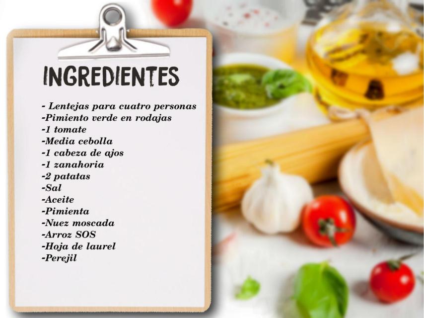 Los ingredientes de las lentejas de Karina.