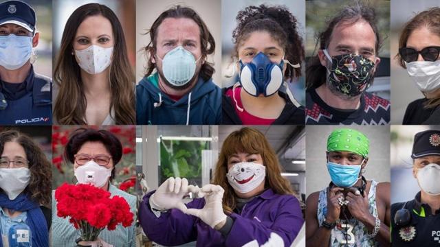 Varios modelos de mascarillas usados por españoles. EFE/Marcial Guillén