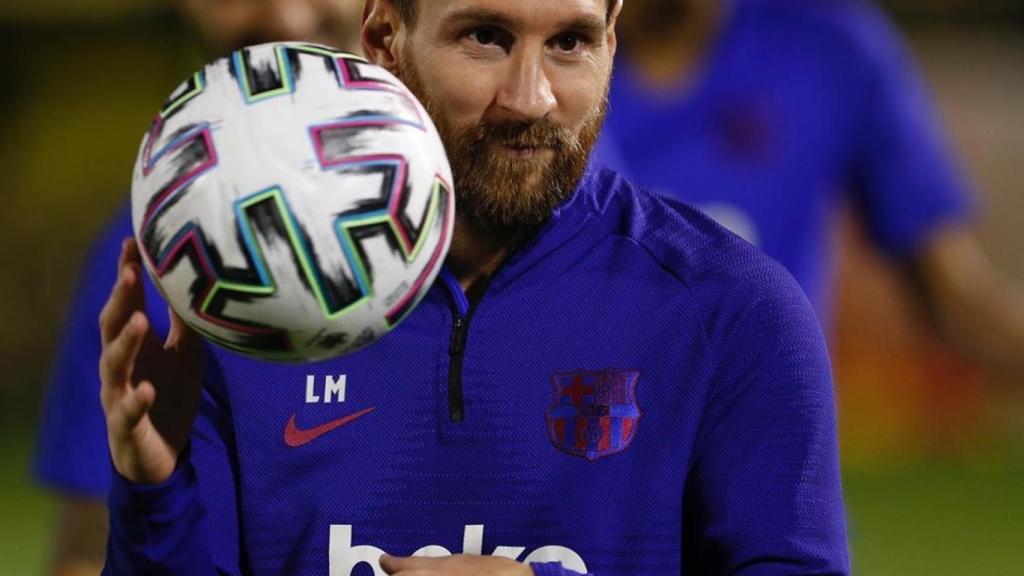 Leo Messi, durante un entrenamiento con el Barcelona